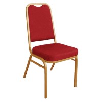 Steel Square Back Banquet Chairs Red & Gold