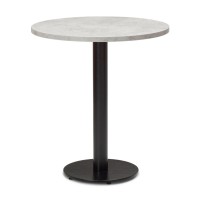   Black Steel Round Dining Table Grey Concrete