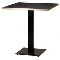     Black Cast Iron High Square Table Black Marble/ Gold ABS Top