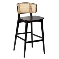 Sophia Bar Stool- Natural Cane Back / Matt Black Frame
