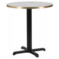    Cross Dining Table White Marble Gold Edging Table Round