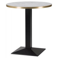      Pyramid High BarTable White Marble Gold Edging Top Round