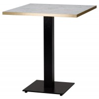     Black Cast Iron High Square Table White Carrara Marble/ Gold ABS Top