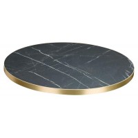       Laminate Top Black Marble Gold Edge Round 600mm