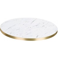    Laminate Top White Marble Gold Edge Round 1200mm