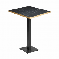          Cast Iron Slimline Poseur Table Black Marble Gold Edge Square
