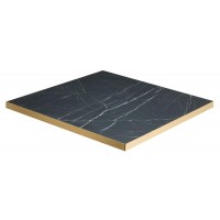     Laminate Top Black Marble Gold Edge Square 700mm