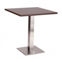      Stainless Steel Square Dining Table Dark Oak