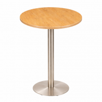     Stainless Steel Poseur Table Oak Round