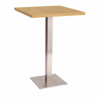   Stainless Steel Poseur Table Oak Square