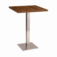   Stainless Steel Poseur Table Walnut Square