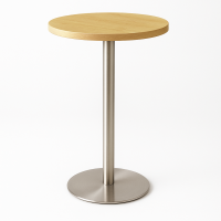  Stainless Steel Poseur Table Oak Round