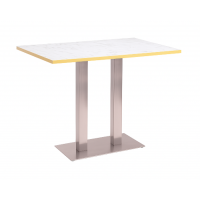  Stainless Steel Twin Poseur Table White Marble Gold Edging