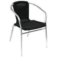 Bolero Aluminium and Black Wicker Chairs Black 