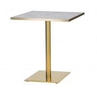                  Brass Dining Table White Marble Gold Edging Top Square