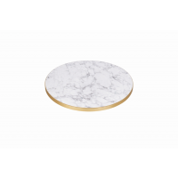       Laminate Top White Marble Gold Edge Round 680mm