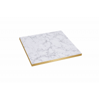        Laminate Top White Marble Gold Edge Square 680mm