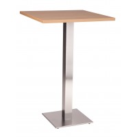 Stainless Steel Square Poseur Table Oak 