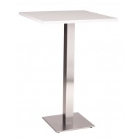 Stainless Steel Square Poseur Table White 