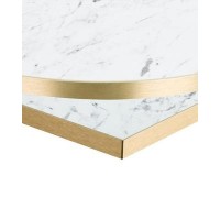White Carrara Marble / Gold ABS Edge - 8 Sizes Available