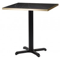         Cross Dining Table Black Marble Gold Edging Square