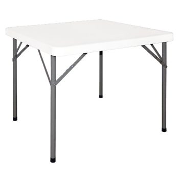 Bolero HDPE Square Folding Table 3ft White-0