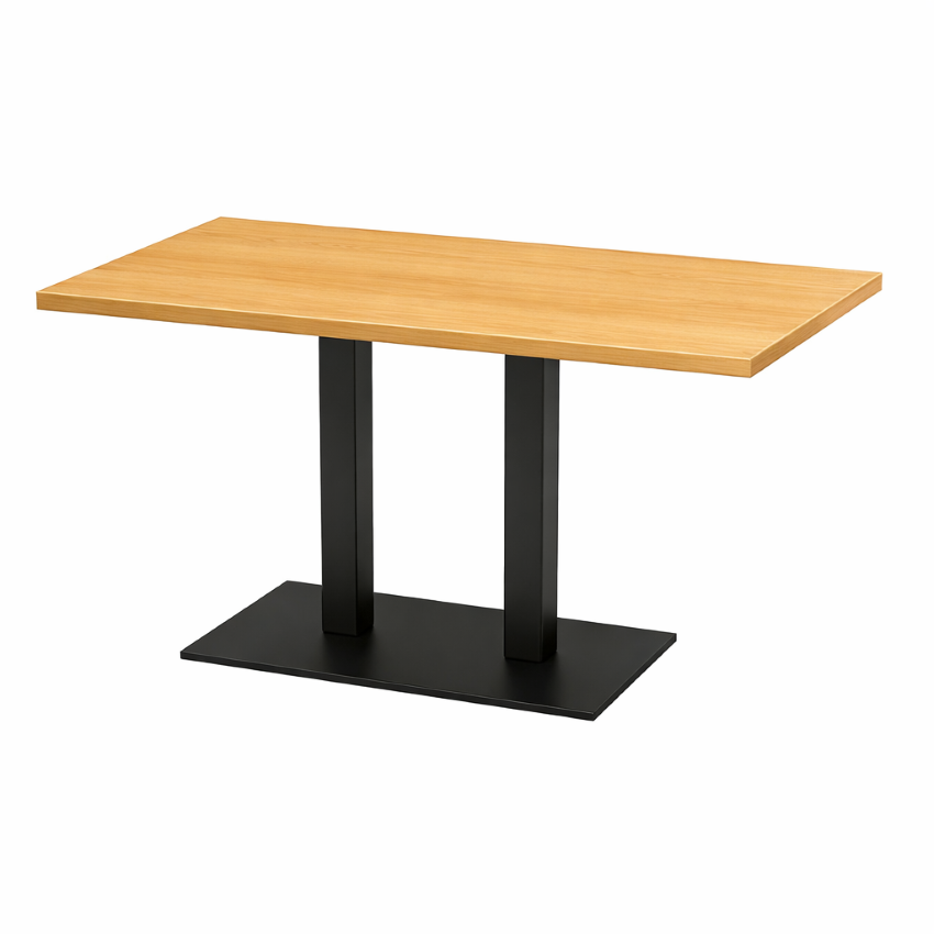 Cast Iron Twin Dining Table Oak-0
