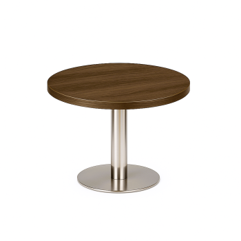 Stainless Steel Round Coffee Table Walnut -0