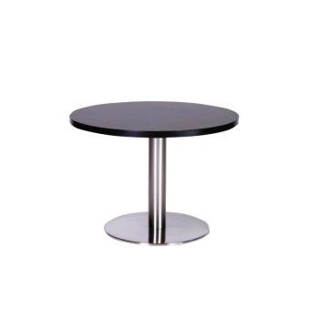 Stainless Steel Round Coffee Table Dark Oak-0