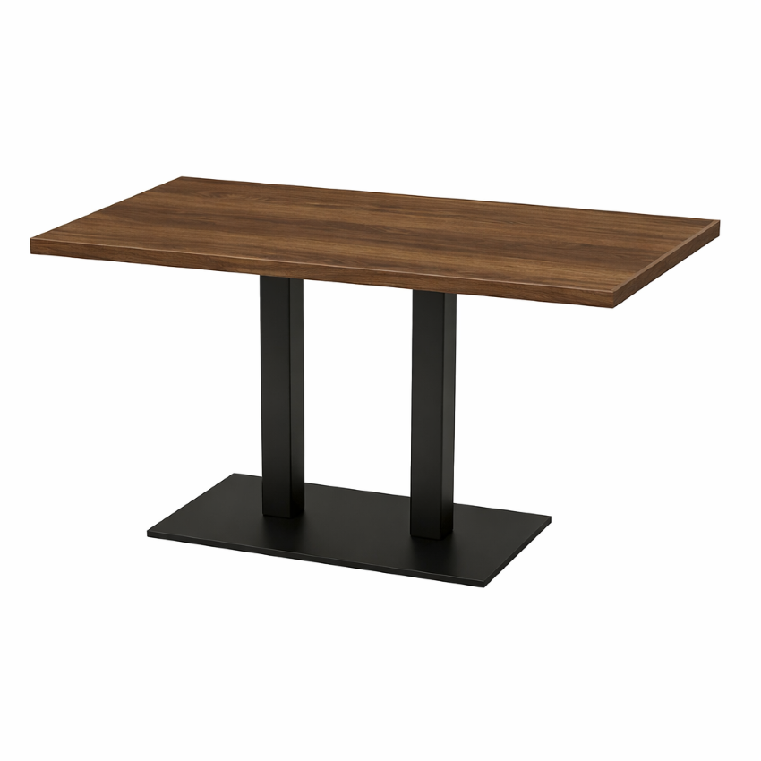 Cast Iron Twin Dining Table Walnut-0