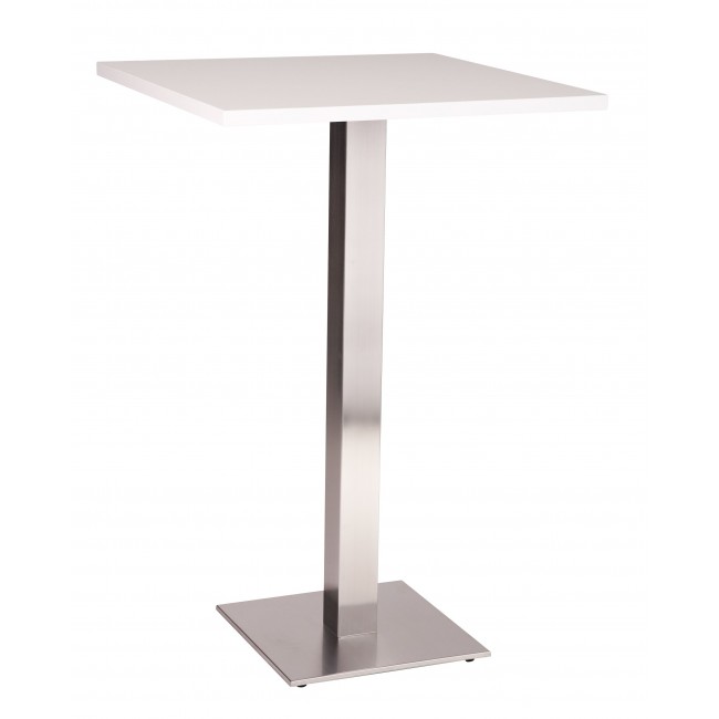 Stainless Steel Poseur Table White Square