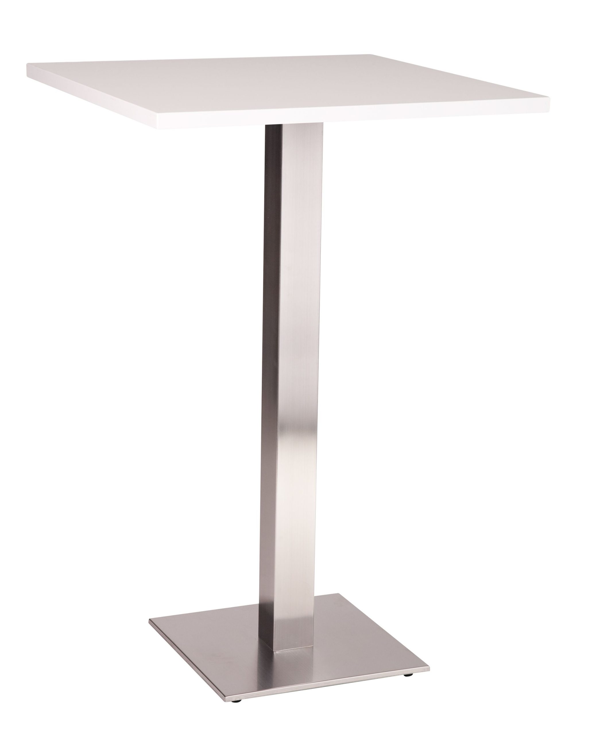 Stainless Steel Poseur Table White Square-0