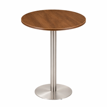 Stainless Steel Poseur Table Walnut Round-0