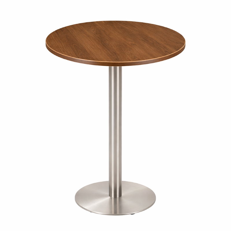Stainless Steel Poseur Table Walnut Round-0