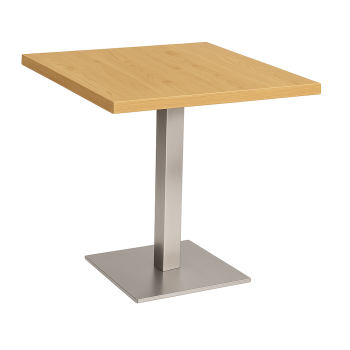 Stainless Steel Square Dining Table Oak -0
