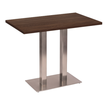 Stainless Steel Twin Dining Table Dark Oak-0