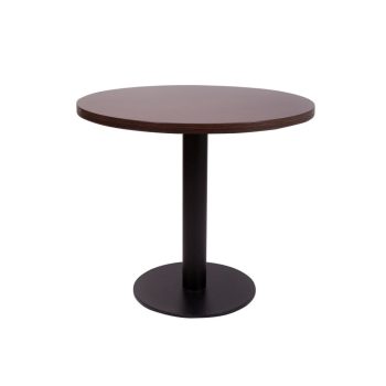 Flat Steel Round Coffee Table Dark Oak-0