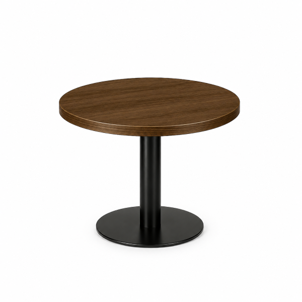 Flat Steel Round 600mm Coffee Table Walnut