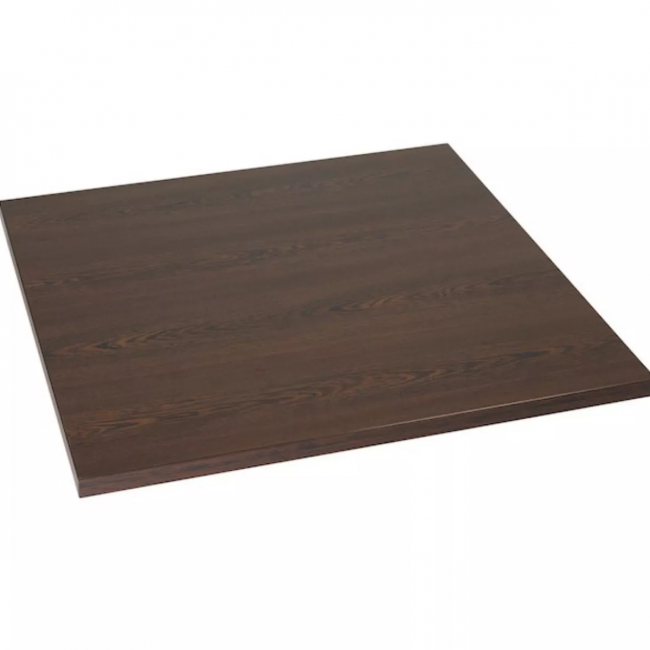 Stainless Steel Square Dining Table Dark Oak-38076
