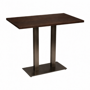 Cast Iron Slimline Poseur Twin Table Dark Oak-0