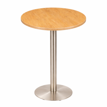 Stainless Steel Poseur Table Oak Round-0