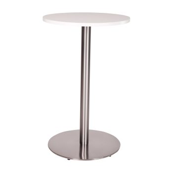 Stainless Steel Poseur Table White Round-0