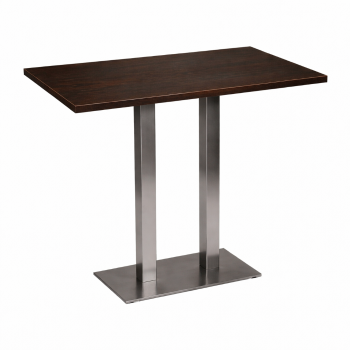 Stainless Steel Twin Poseur Table Dark Oak-0
