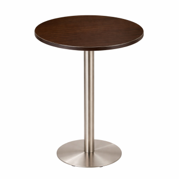 Stainless Steel Poseur Table Dark Oak Round-0