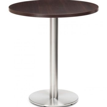 Stainless Steel Round Dining Table Dark Oak-0