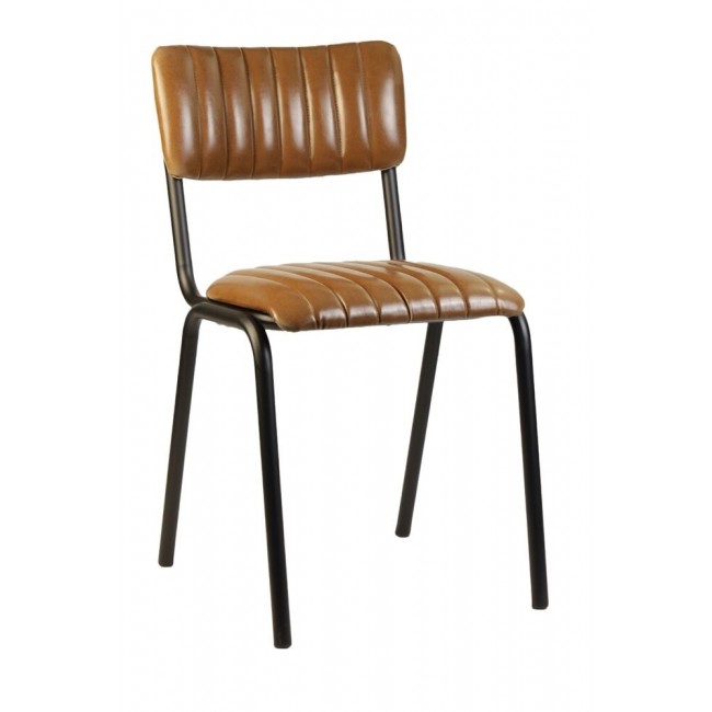 Industrial Metal Stacking Chair Vintage Tan