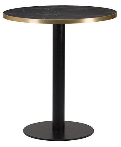 Cast Iron Slimline Dining Table Black Marble Gold Edging Round-0