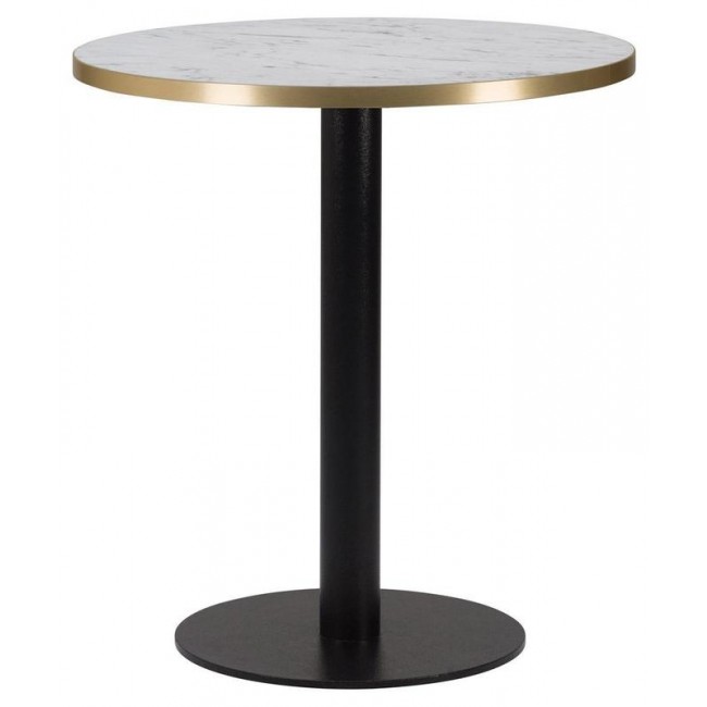 Cast Iron Slimline Dining Table White Marble Gold Edging Round