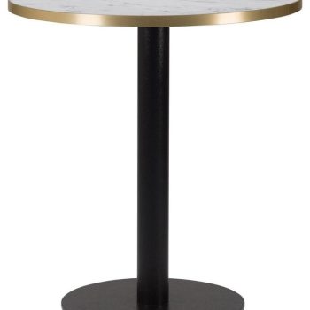 Cast Iron Slimline Dining Table White Marble Gold Edging Round-0