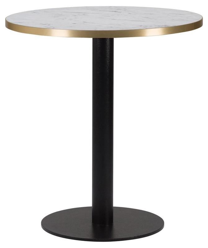 Cast Iron Slimline Dining Table White Marble Gold Edging Round-0